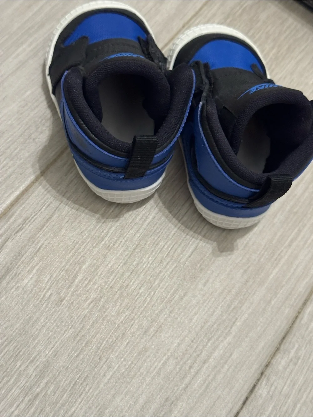 Nike Baby Blue and Black Jordan 1 Crib Shoe